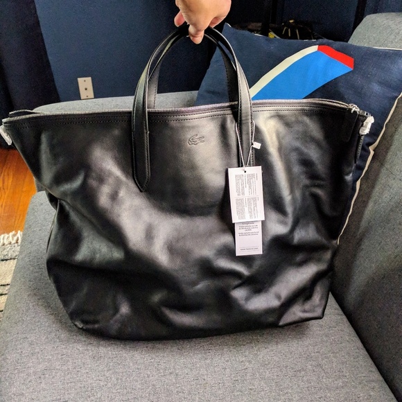 Lacoste Other - Lacoste Italian leather weekender tote!